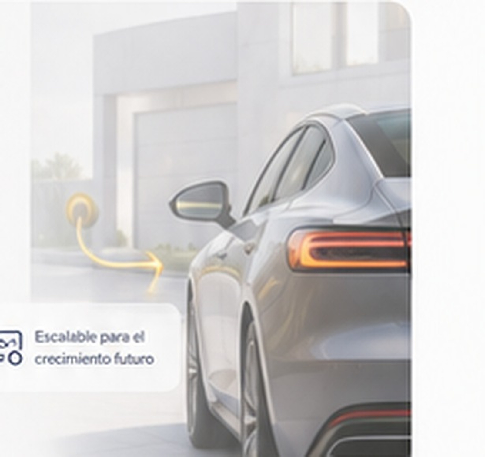 Vehículo eléctrico cargando en una cochera residencial