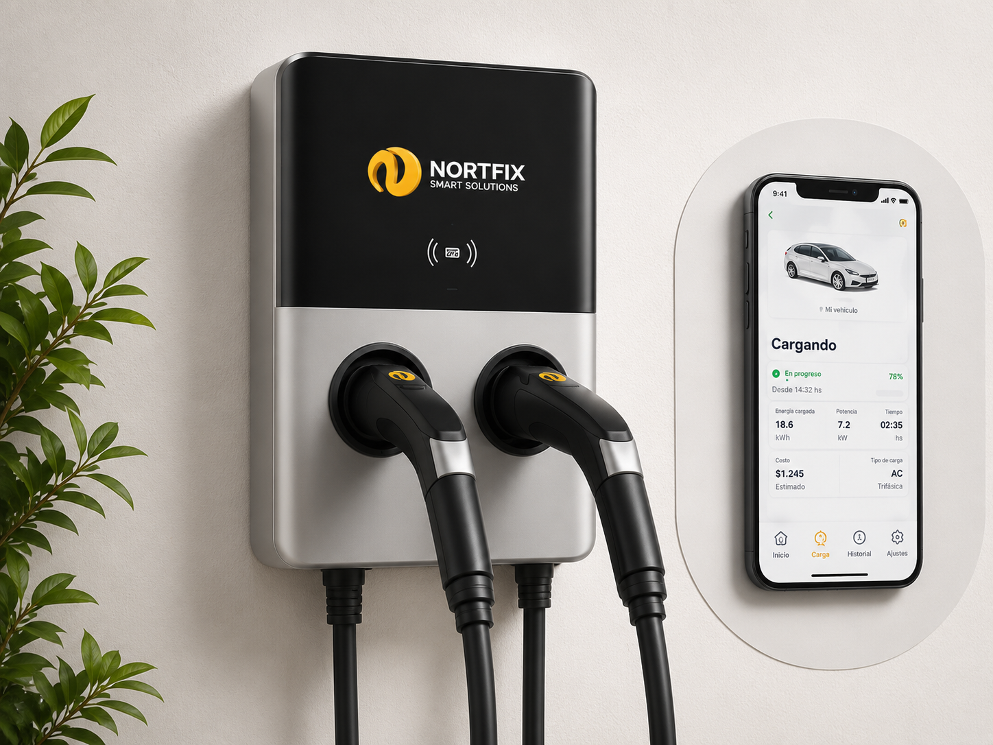 Cargador Nortfix y aplicación móvil